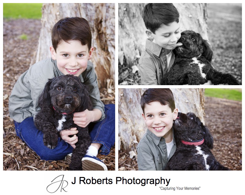 Portraits of a little boy with his dog - family portrait photography sydney